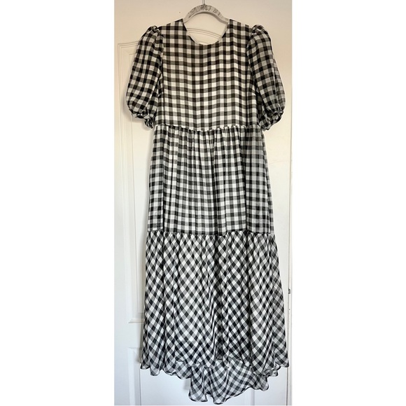 VICI Winifred Pocketed Puff Sleeve Gingham Midi Dress - Medium - Picture 2 of 10